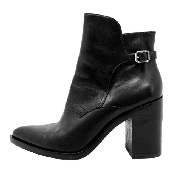 Alexander Wang Shoes - Alexander Wang Black Leather Pointed Toe Block Heel Boots – Size 38.5